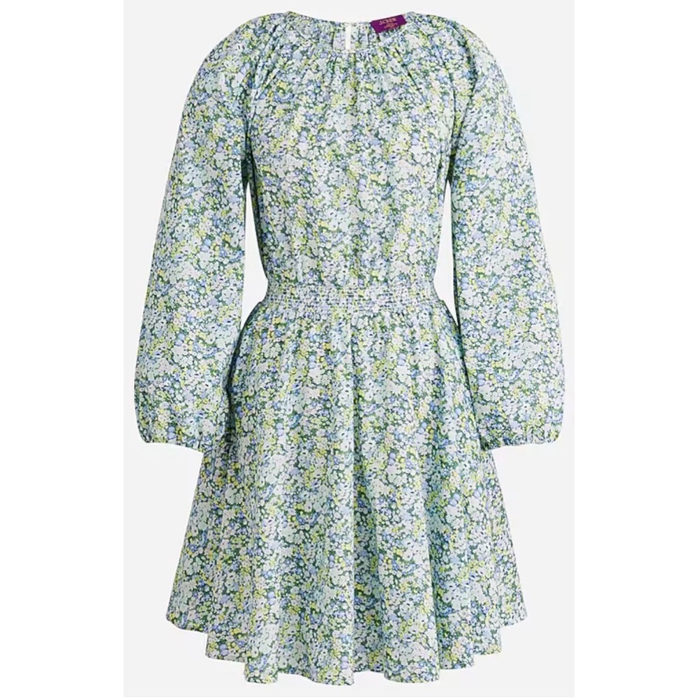 J Crew Palermo smocked-waist mini dress in Liberty® Thorpe Hill fabric Large